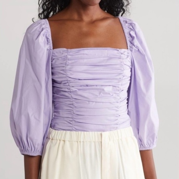 Wayf Tops - Wayf lavender gathered puff sleeve top